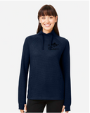 Women's Waffle Cross-Neck Long Sleeve Pullover