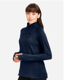 Women's Waffle Cross-Neck Long Sleeve Pullover