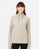 Women's Waffle Cross-Neck Long Sleeve Pullover